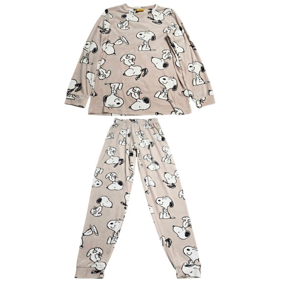 Primark Other - Primark Snoopy Peanuts Pajama Set Women's Size 2XS Beige Fleece Shirt‎ Joggers